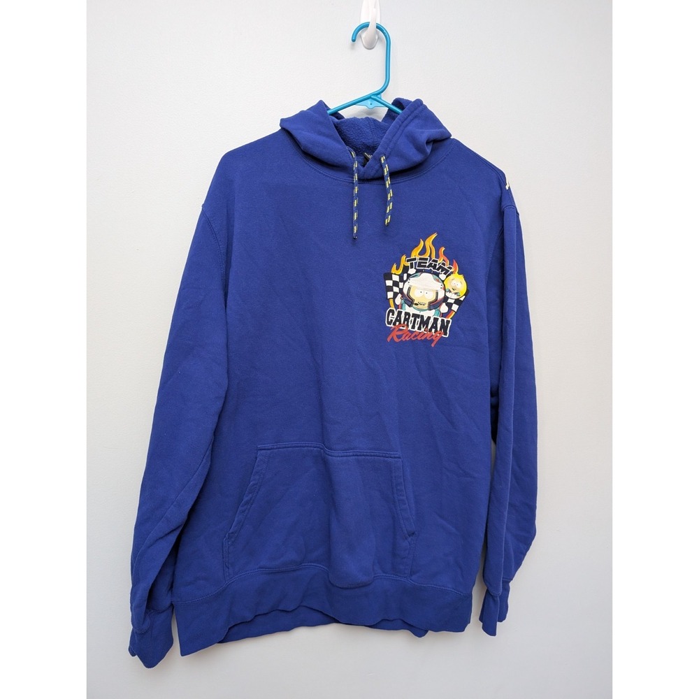 E1 South Park Cartman Racing Pullover Graphic Hoodie Double Sided Men XL‎